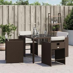 vidaXL Tuinstoelen 4 st met kussens poly rattan bruin