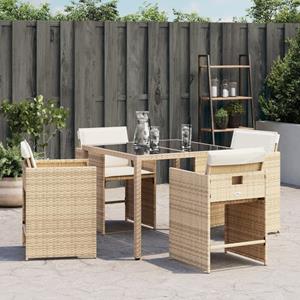 vidaXL Tuinstoelen 4 st met kussens poly rattan beige