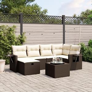 VidaXL 6-delige Loungeset met kussens poly rattan bruin