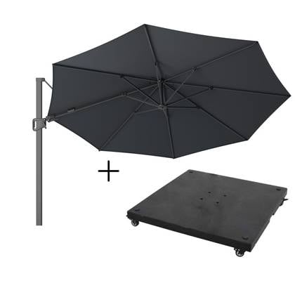 LUX outdoor living Milano zweefparasol Ø3,5 antraciet + parasolvoet