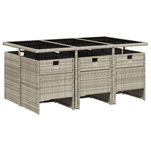 vidaXL 7-delige Tuinset met kussens poly rattan grijs