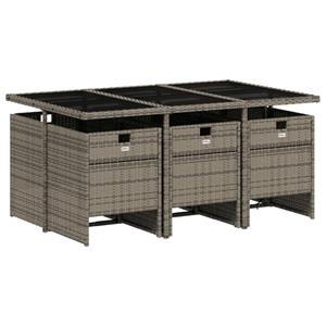 vidaXL 7-delige Tuinset met kussens poly rattan grijs