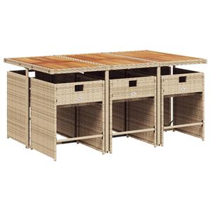 vidaXL 7-delige Tuinset met kussens poly rattan beige