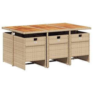 vidaXL 7-delige Tuinset met kussens poly rattan beige