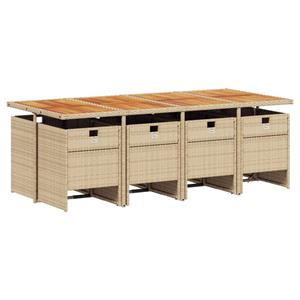 vidaXL 9-delige Tuinset met kussens poly rattan beige