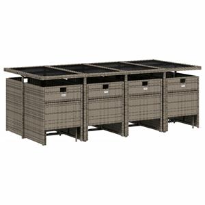 vidaXL 13-delige Tuinset met kussens poly rattan grijs