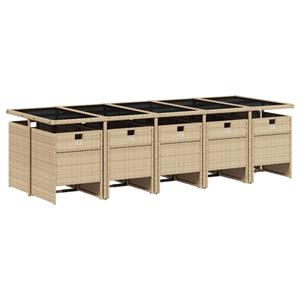 vidaXL 11-delige Tuinset met kussens poly rattan beige