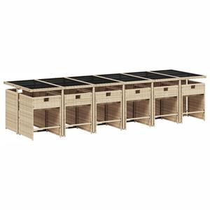 vidaXL 13-delige Tuinset met kussens poly rattan beige