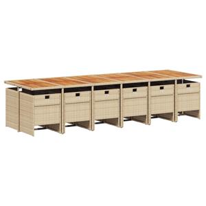 vidaXL 13-delige Tuinset met kussens poly rattan beige