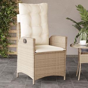 vidaXL Tuinstoelen 2 st verstelbaar met kussens poly rattan beige