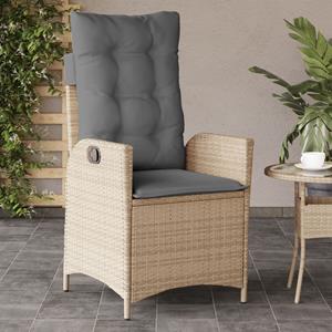 vidaXL Tuinstoelen 2 st verstelbaar kussens poly rattan gemengd beige