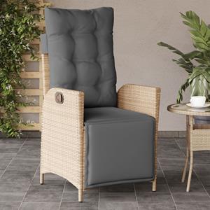 vidaXL Tuinstoelen 2 st verstelbaar voetensteun poly rattan beige mix