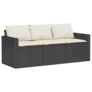 vidaXL 6-delige Loungeset met kussens poly rattan zwart