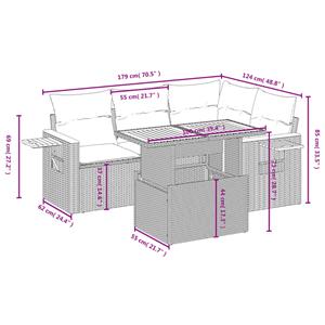 vidaXL 5-delige Loungeset met kussens poly rattan grijs