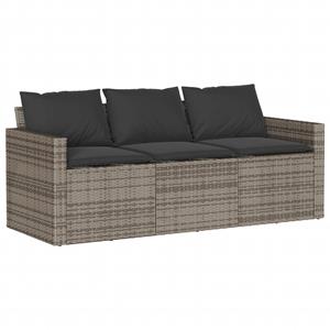 vidaXL 6-delige Loungeset met kussens poly rattan grijs