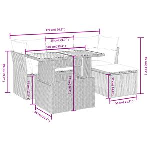 vidaXL 6-delige Loungeset met kussens poly rattan grijs