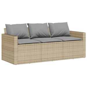 vidaXL 6-delige Loungeset met kussens poly rattan beige