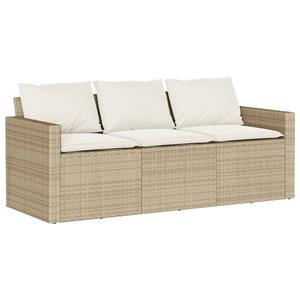 vidaXL 6-delige Loungeset met kussens poly rattan beige