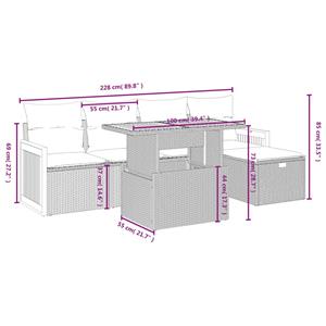 vidaXL 6-delige Loungeset met kussens poly rattan grijs