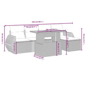 vidaXL 6-delige Loungeset met kussens poly rattan grijs