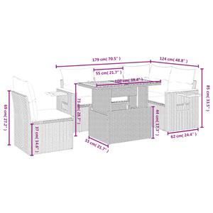 vidaXL 6-delige Loungeset met kussens poly rattan grijs