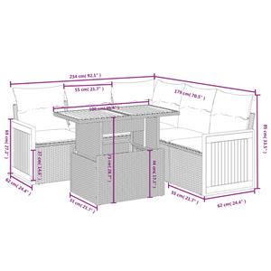 vidaXL 6-delige Loungeset met kussens poly rattan beige