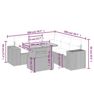 vidaXL 6-delige Loungeset met kussens poly rattan grijs