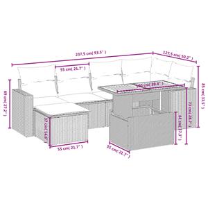 vidaXL 7-delige Loungeset met kussens poly rattan grijs