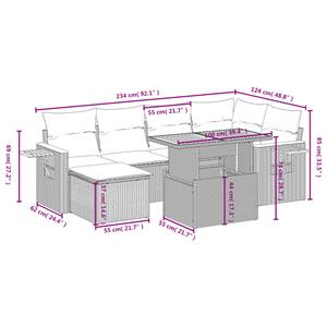 vidaXL 7-delige Loungeset met kussens poly rattan grijs