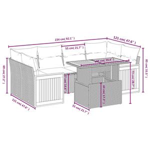 vidaXL 7-delige Loungeset met kussens poly rattan grijs