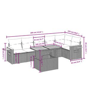 vidaXL 7-delige Loungeset met kussens poly rattan grijs