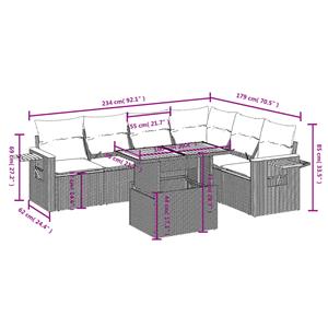 vidaXL 7-delige Loungeset met kussens poly rattan grijs