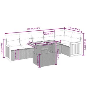 vidaXL 7-delige Loungeset met kussens poly rattan grijs