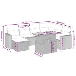 vidaXL 8-delige Loungeset met kussens poly rattan grijs