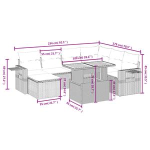 vidaXL 8-delige Loungeset met kussens poly rattan grijs