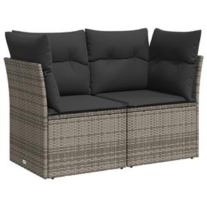 vidaXL 8-delige Loungeset met kussens poly rattan grijs