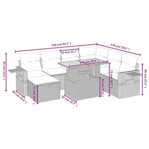 vidaXL 8-delige Loungeset met kussens poly rattan grijs