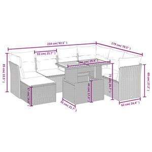 vidaXL 8-delige Loungeset met kussens poly rattan grijs