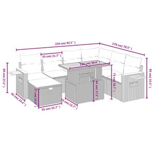 vidaXL 8-delige Loungeset met kussens poly rattan grijs