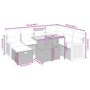 vidaXL 8-delige Loungeset met kussens poly rattan grijs