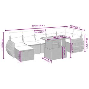 vidaXL 8-delige Loungeset met kussens poly rattan grijs