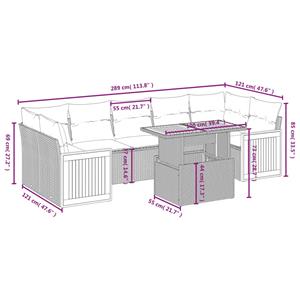 vidaXL 8-delige Loungeset met kussens poly rattan grijs