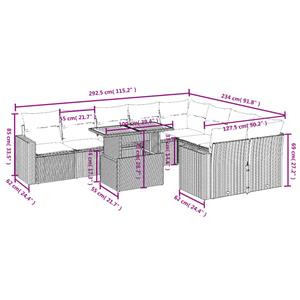 vidaXL 10-delige Loungeset met kussens poly rattan grijs