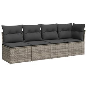 vidaXL 7-delige Loungeset met kussens poly rattan grijs