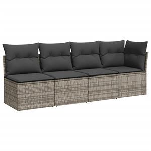 vidaXL 8-delige Loungeset met kussens poly rattan grijs