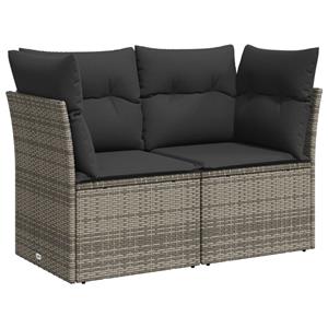 vidaXL 9-delige Loungeset met kussens poly rattan grijs