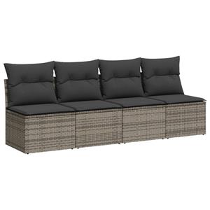 vidaXL 9-delige Loungeset met kussens poly rattan grijs