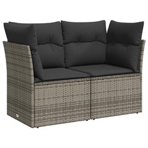 vidaXL 10-delige Loungeset met kussens poly rattan grijs