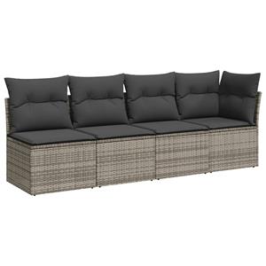 vidaXL 11-delige Loungeset met kussens poly rattan grijs