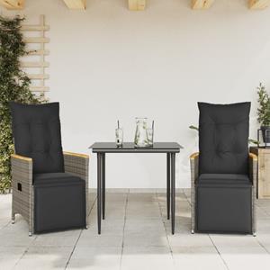 vidaXL Tuinstoelen 2 st verstelbaar met kussens poly rattan grijs